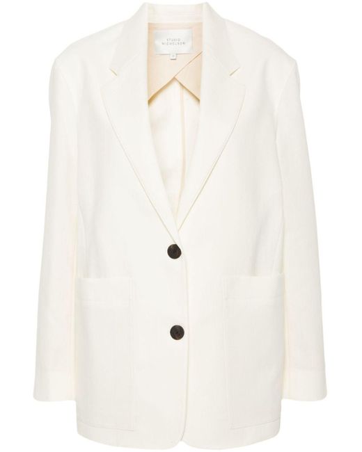 Studio Nicholson White Conde Single-Breasted Blazer