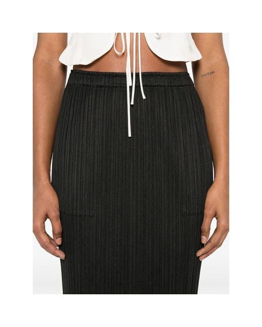 Pleats Please Issey Miyake Black Pleated Midi Skirt