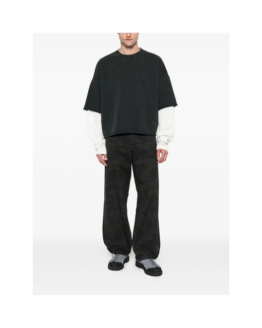 Stay Human On Earth Black Layered Sweatshirt for men