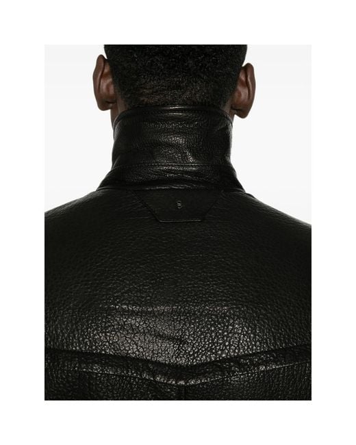 SANTORO Black Grainy Leather Jacket for men