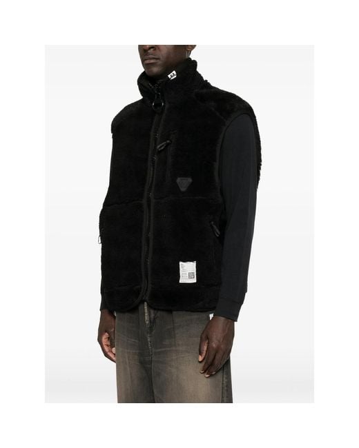Maison Mihara Yasuhiro Black Faux-Shearling Sleeveless Jacket for men