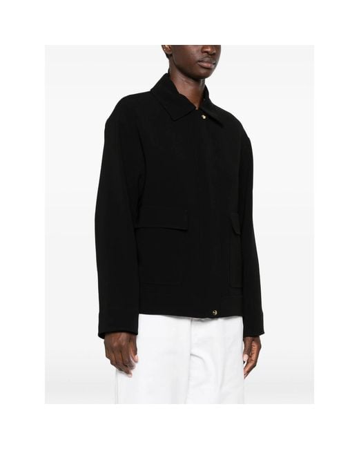 Max Mara Black Flap-Pocket Zip-Up Jacket