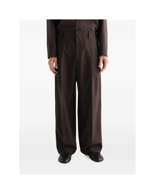 Lemaire Brown Single-Pleat Tailored Pants for men