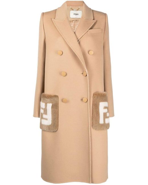 Fendi Natural Ff Double-breasted Coat