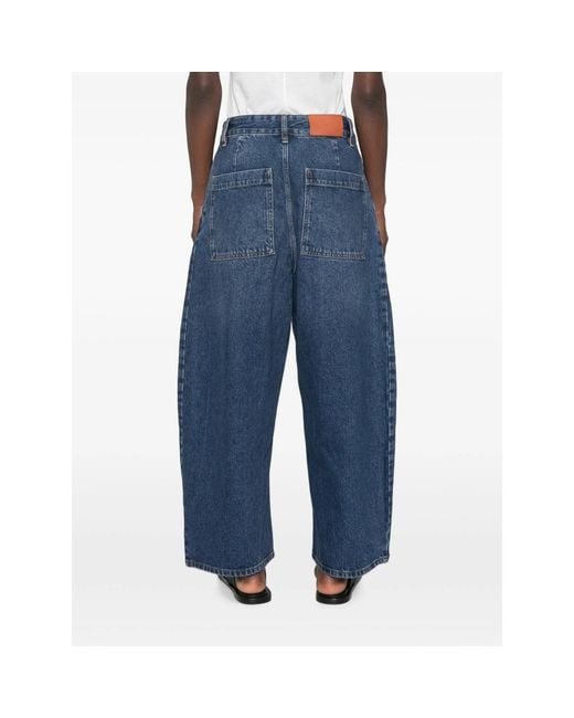 Studio Nicholson Blue Washed Wide-Leg Denim Jeans