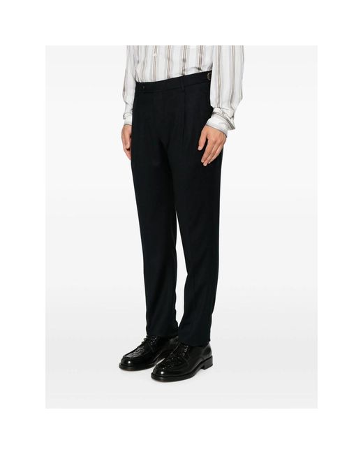 Berwich Black Retrolong Belt-Loops Trousers for men