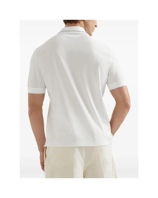 Brunello Cucinelli White Polo Shirts for men