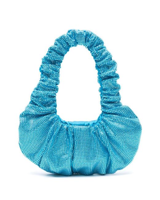 GIUSEPPE DI MORABITO Blue Crystal-Embellished Ruched Tote Bag