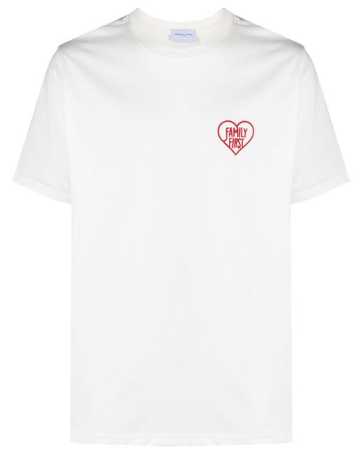 FAMILY FIRST White Logo-Embroidered Cotton T-Shirt for men