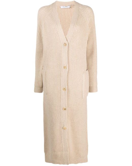Max Mara Natural Ribbed-knit Wool-cashmere Cardi-coat