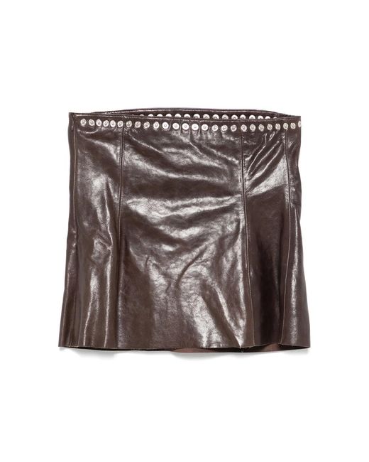 Paloma Wool Brown Leather Mini Skirt