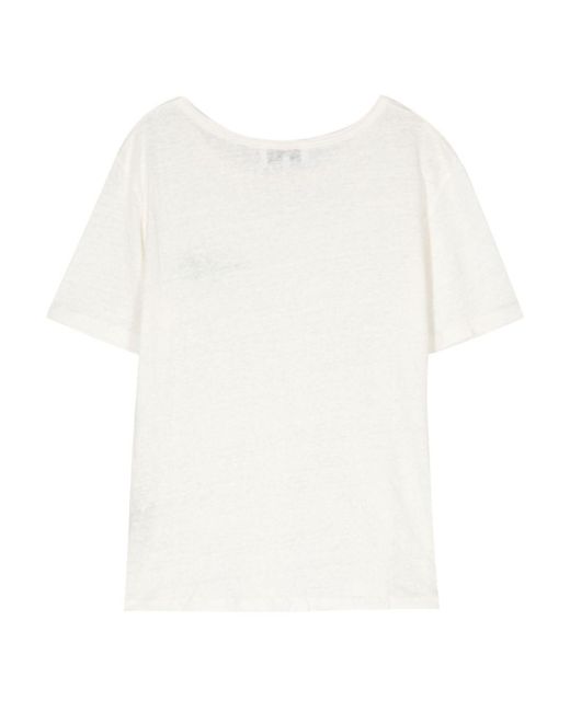 Maison Labiche White Slogan-Embroidered Linen T-Shirt
