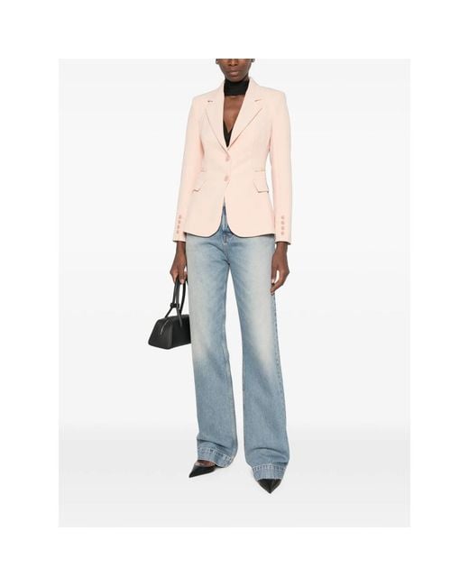 Elisabetta Franchi Pink Peak-Lapel Single-Breasted Blazer