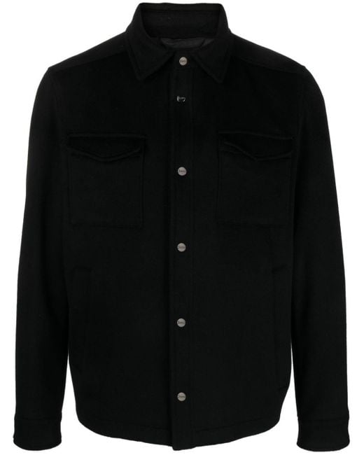 Herno Black Button-up Shirt Jacket for men