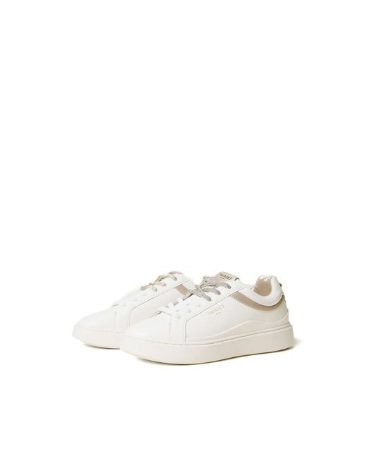 Twinset White Leather Sneakers