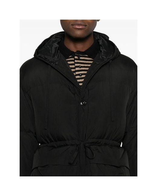 TONYWACK Black Hooded Padded Coat for men