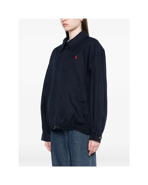 Ralph Lauren Blue Logo-Embroidered Two-Way Zip Jacket