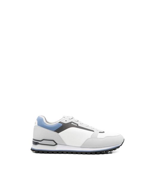 Boss White Parkour-L Panelled Lace-Up Sneakers for men