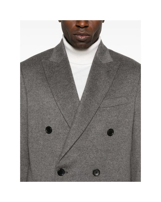 Reveres 1949 Gray Double-Breasted Coat for men