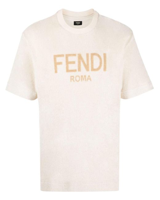 Fendi Natural Logo-print Short-sleeve T-shirt for men