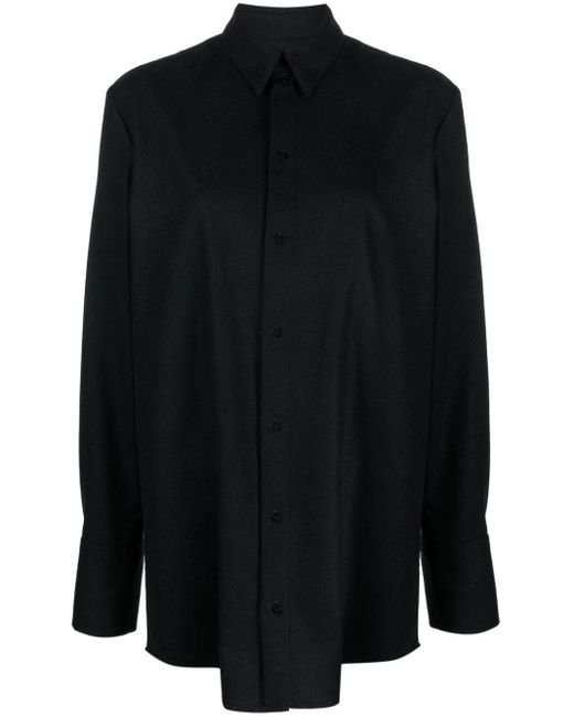La Collection Black Button-Up Virgin Wool Shirt