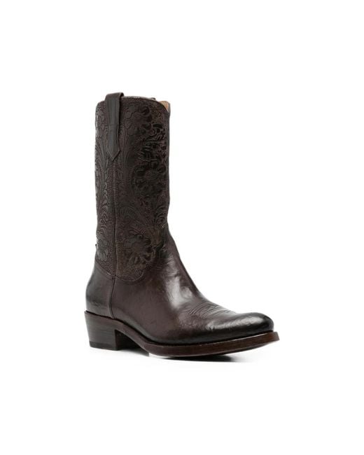 Eraldo Black Martu Floral-Embossed Boots for men