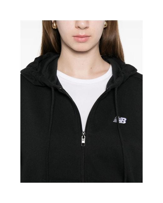 New Balance Black Zip Fastening Hooded Sweatshirt