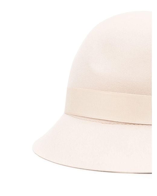 Helen Kaminski White Ribbon-Trim Felt Sun Hat