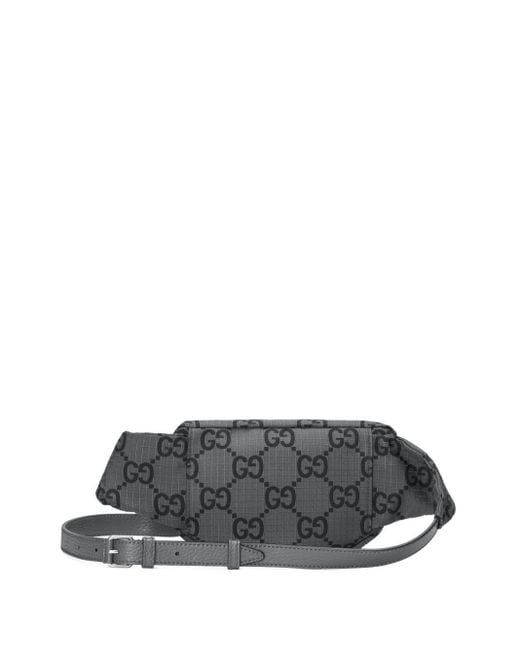 Gucci Gray Gg-Damier Logo-Patch Belt Bag for men