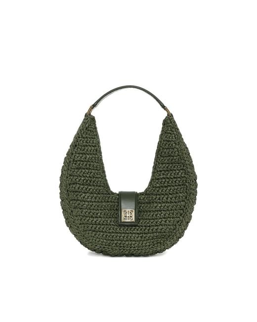 Anine Bing Green Monogram Lou Tote Bag