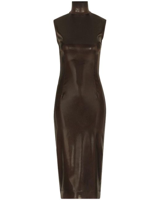 Dolce & Gabbana Brown Satin Midi Dress