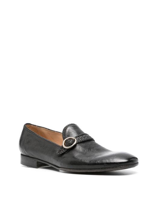 Lidfort Black Buckled Leather Loafers for men