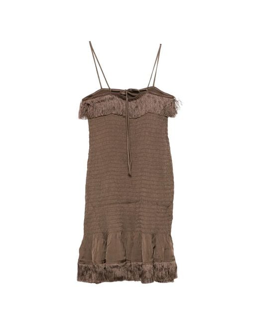 By Malene Birger Brown Valia Fringed Mini Dress