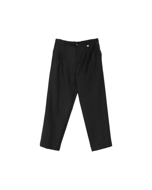 Myths Black Pleated-Front Straight-Leg Trousers for men