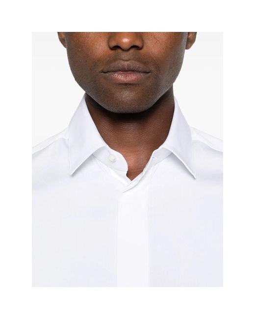 Mazzarelli White Cotton-Blend Shirt for men