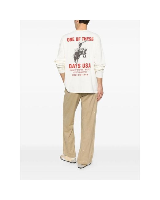 One Of These Days White Graphic-Print Long-Sleeve Sweatshirt for men