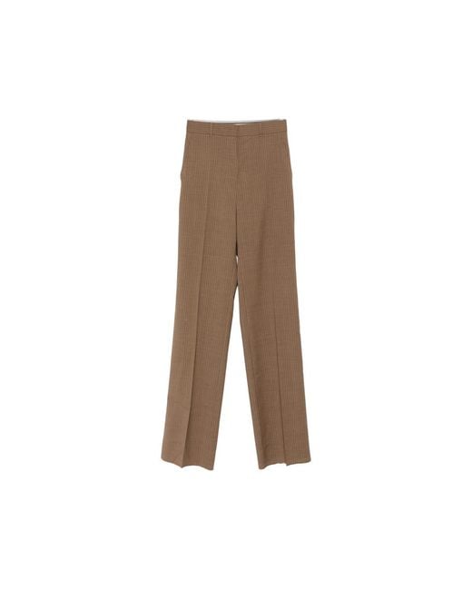 Max Mara Brown Stripe-Pattern Straight-Leg Trousers