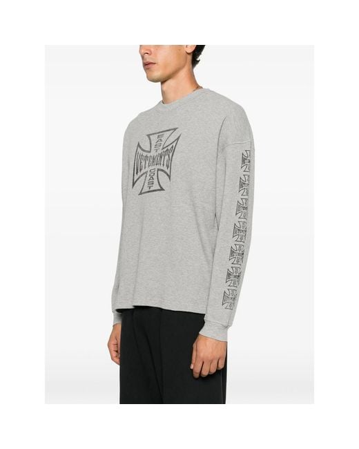 Vetements Gray Logo-Print Waffle-Knit T-Shirt for men