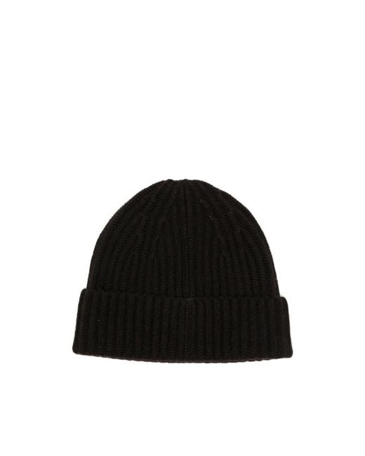 Lisa Yang Black Martigny Ribbed-Knit Beanie Hat