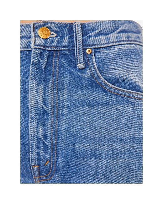 Mother Blue The Lemon Twist Sneak Button-Fly Jeans