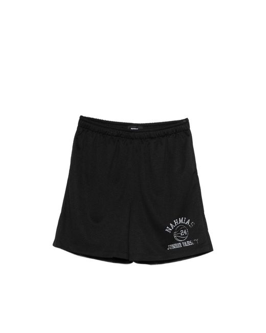 NAHMIAS Black Logo-Print Drawstring Shorts for men