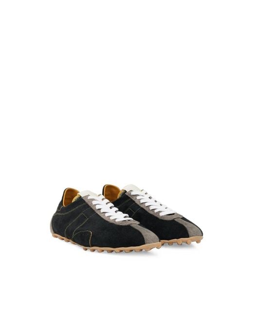 Maison Margiela Black Sprinters Panelled Leather Sneakers for men