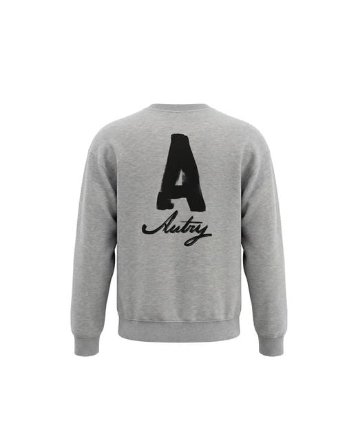 Autry Gray Logo-Print Cotton Sweater for men