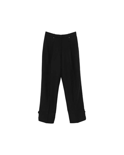 Stine Goya Black Pressed-Crease Buttoned-Cuff Trousers