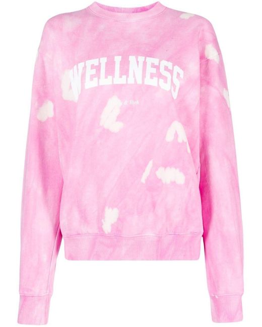 Sporty & Rich Pink Wellness Tie-Dye Sweatshirt