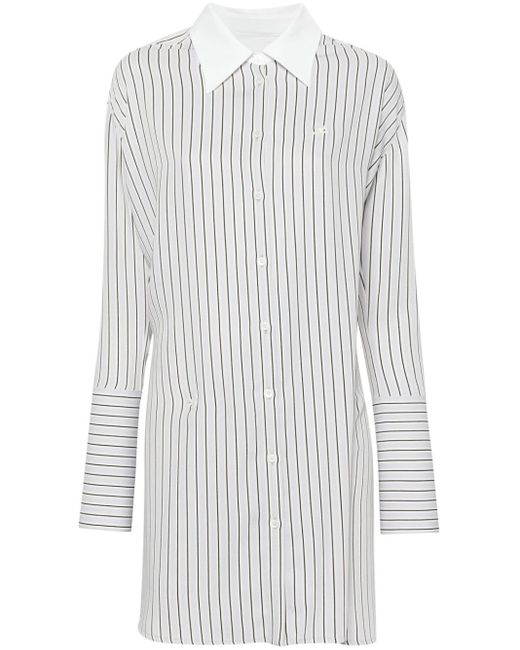 Courreges White Logo-Patch Striped Shirt