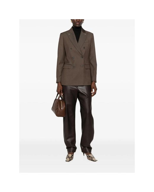 Max Mara Brown Double-Breasted Peak-Lapel Blazer