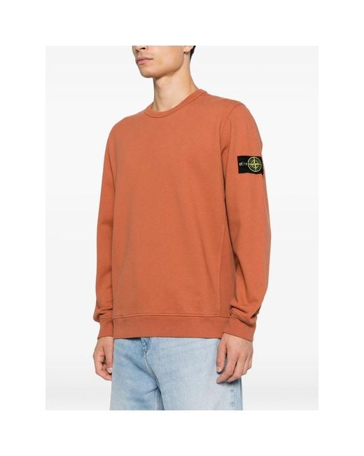 Stone Island Orange Compass Patch Crew-Neck Sweater for men