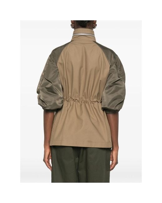 Sacai Green Panelled Drawstring-Waist Jacket