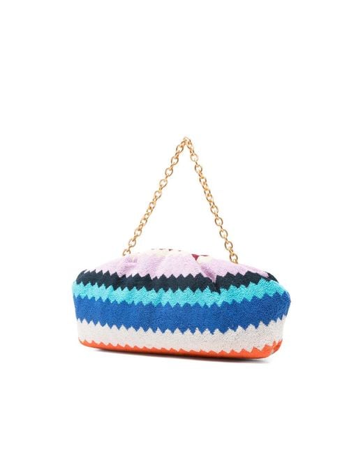 Missoni Blue Sponge Zig Zag Shoulder Bags